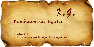 Kovácsovics Gyula névjegykártya